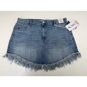 Celebrity Pink Juniors Jean Skirt Size 17/33 Denim Festival Fray Skirt NWTs